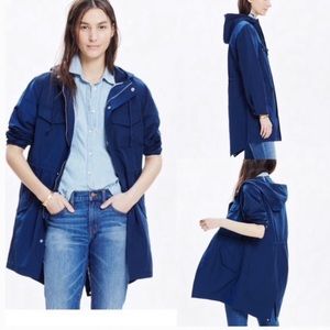 MADEWELL Women's Blue Hooded Fielder Anorak Jacket Sz S
